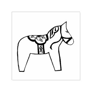 Dala Horse with Flowers Self-inking Stamp