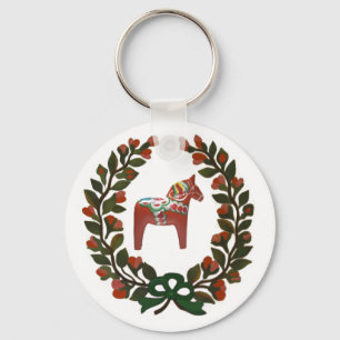 Dala Horse Wreath Keychain
