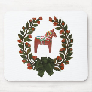 Dala Horse Wreath Mouse Pad