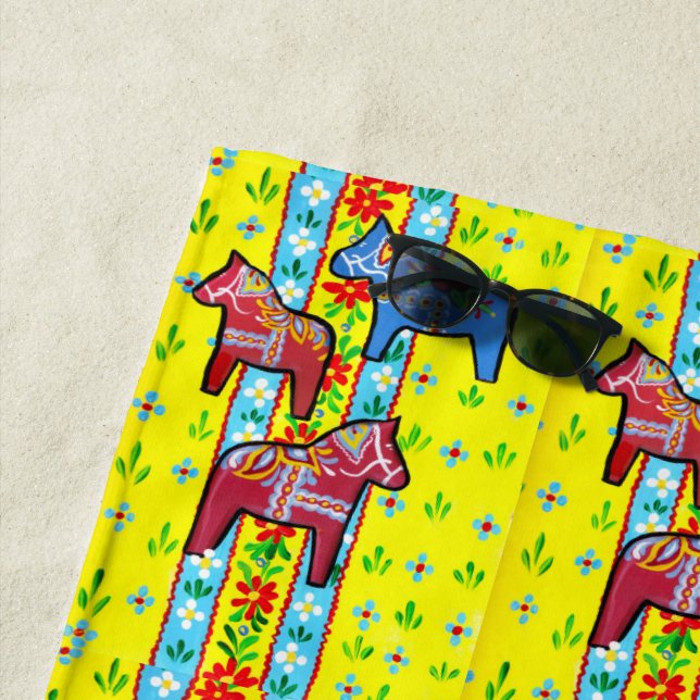 Dala Horses Beach Towel (In Situ)