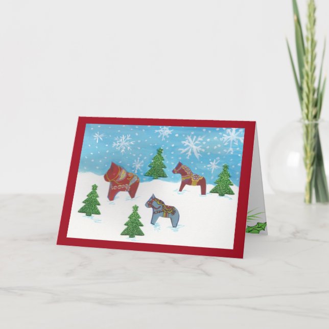 Dala Horses Christmas Card (Front)