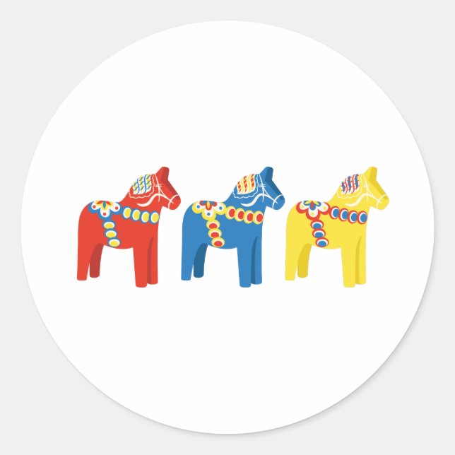 Dala Horses Classic Round Sticker (Front)