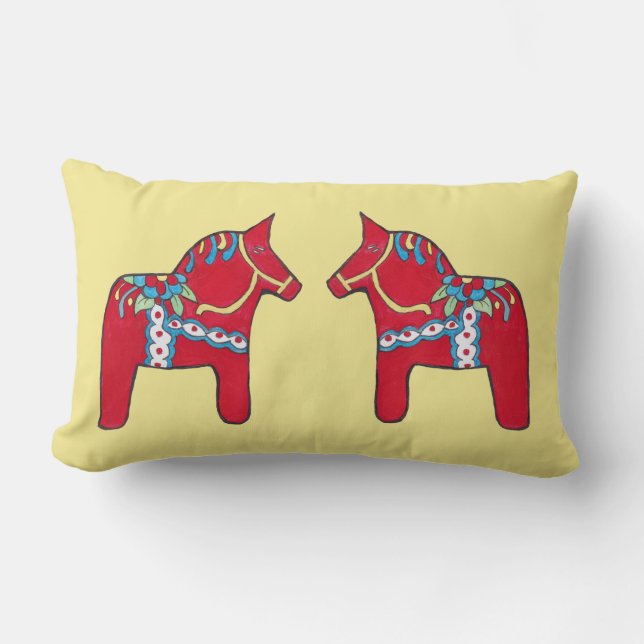 Dala Horses Lumbar Pillow (Front)