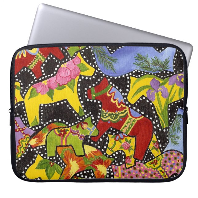 Dala Horses Rickshaw Laptop Sleeve (Front)