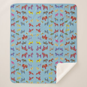Dala Horses Sherpa Blanket