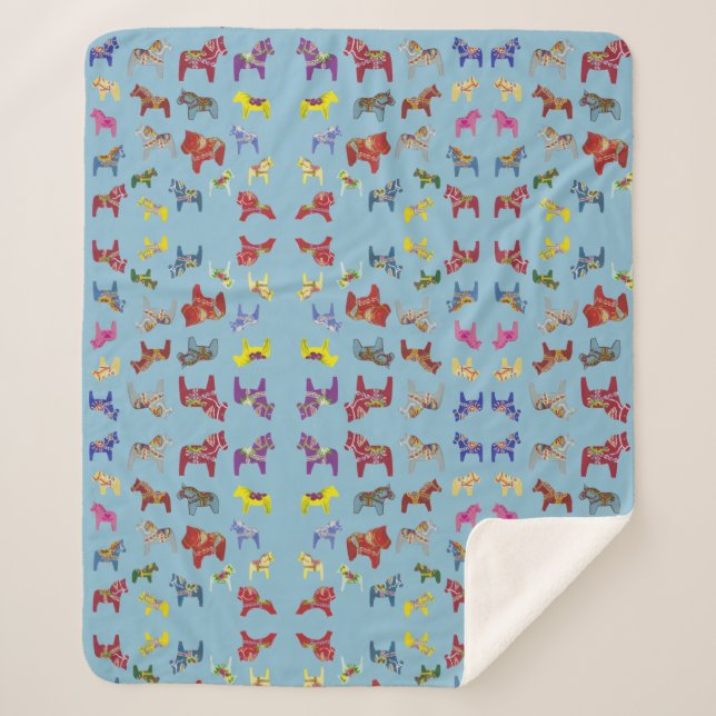 Dala Horses Sherpa Blanket (Front)