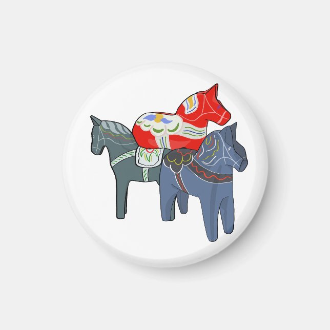 Dala Horses Square Magnet (Front)