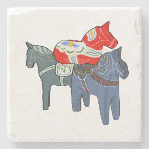 Dala Horses Square Stone Coaster