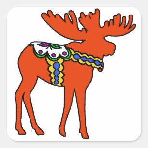 Dala Moose Square Sticker