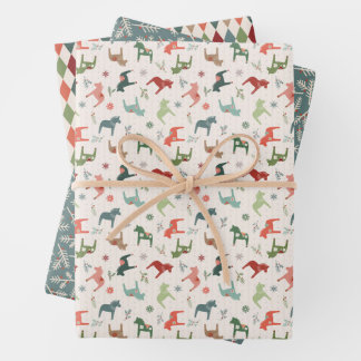 Dala nordique de Noël Horse Enveloppement Feuilles