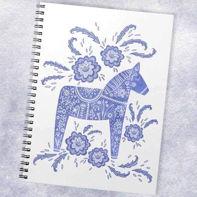 Dala suédois Cheval bleu et blanc Carnet (Créateur téléchargé)
