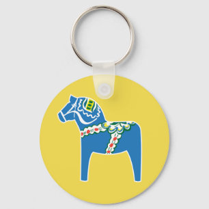 Dalahäst Dala horse blue Keychain