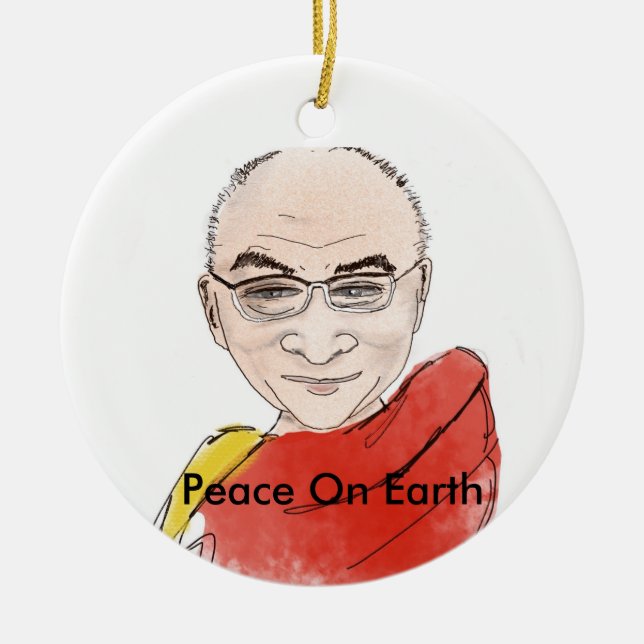 Dalai Lama - Peace on Earth Ceramic Ornament (Front)