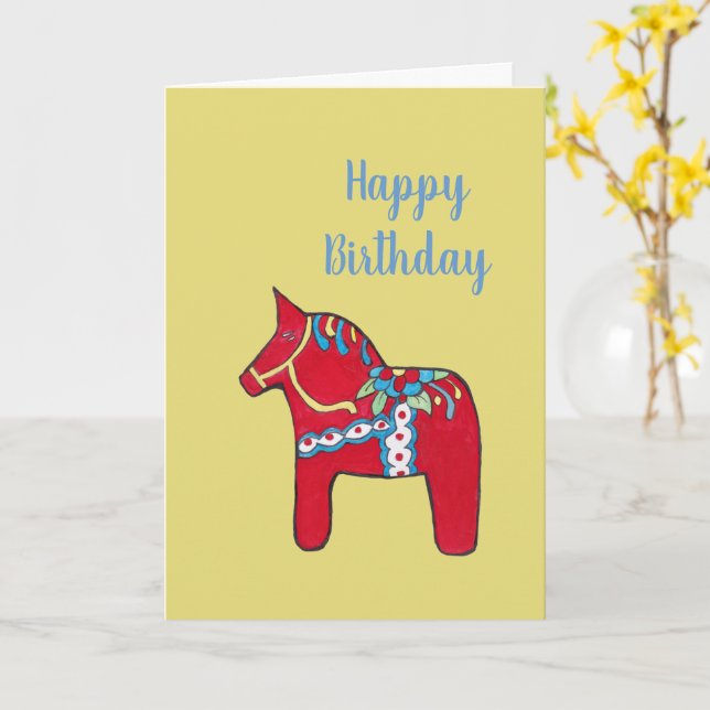 Dalal Horse Birthday Card (Yellow Flower)