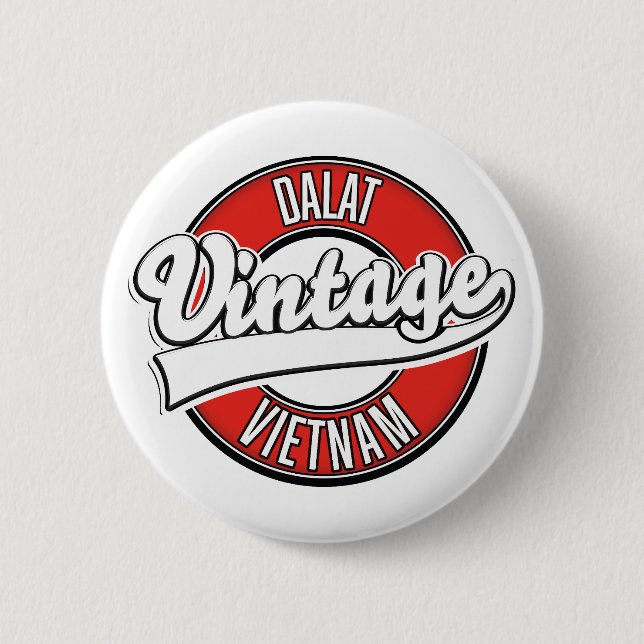 Dalat vietnam retro logo 2 inch round button (Front)