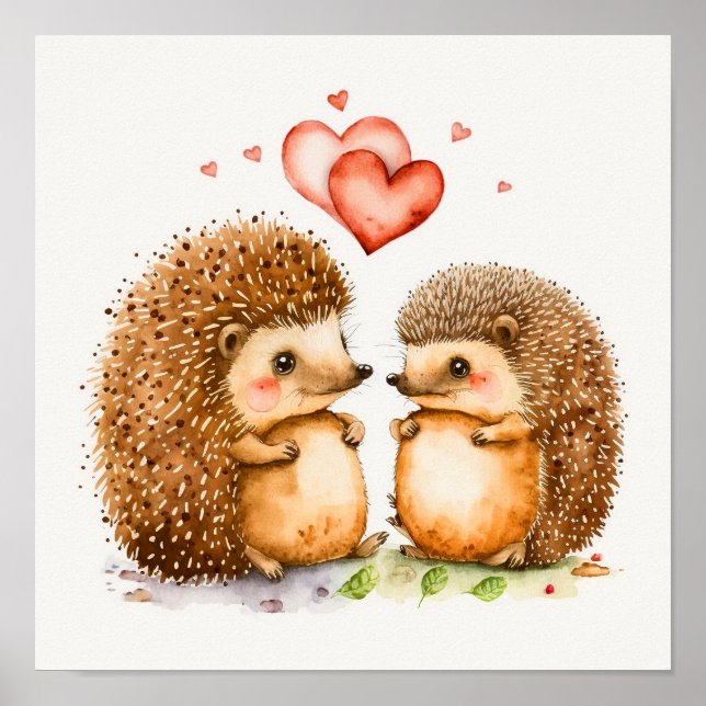 Dale and Peggy Valentine Hedgehogs Poster Print (Front)
