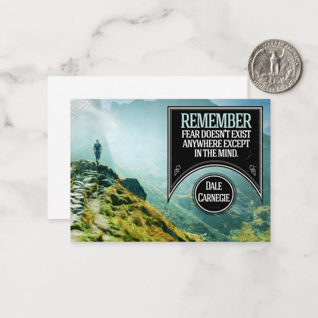 Dale Carnegie Inspirational Quote "Fear" Card (Front/Back In Situ)