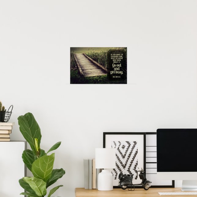 Dale Carnegie Inspirational Quote "Get busy" Poster (Home Office)