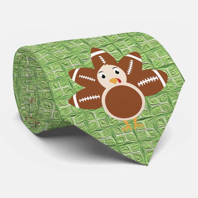 Dale Football Turkey Green Thanksgiving Tie (Rolled)