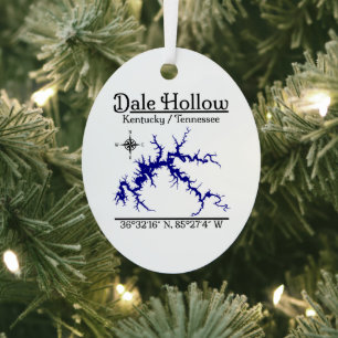 Dale Hollow Lake Kentucky Tennessee Map Metal Oval Ornament