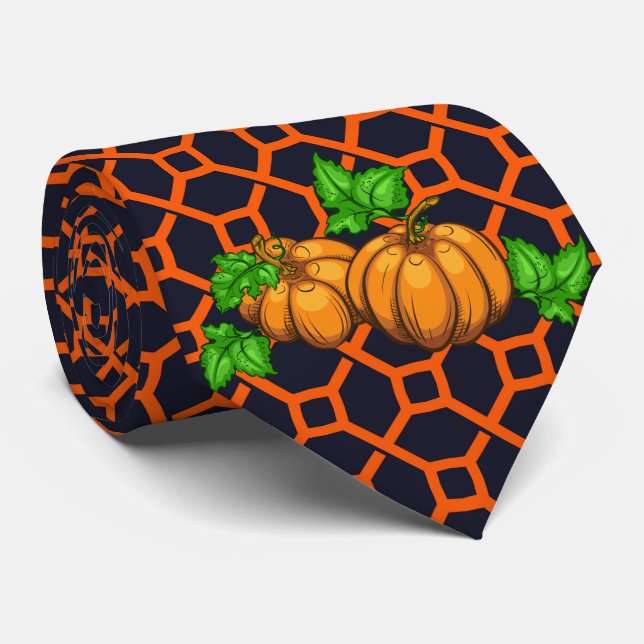 Dale Thanksgiving Pumpkin Orange & Dark Tie (Rolled)