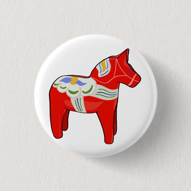 Dalecarlian horse 1 inch round button (Front)