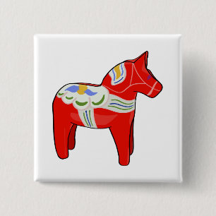 Dalecarlian horse 2 inch square button