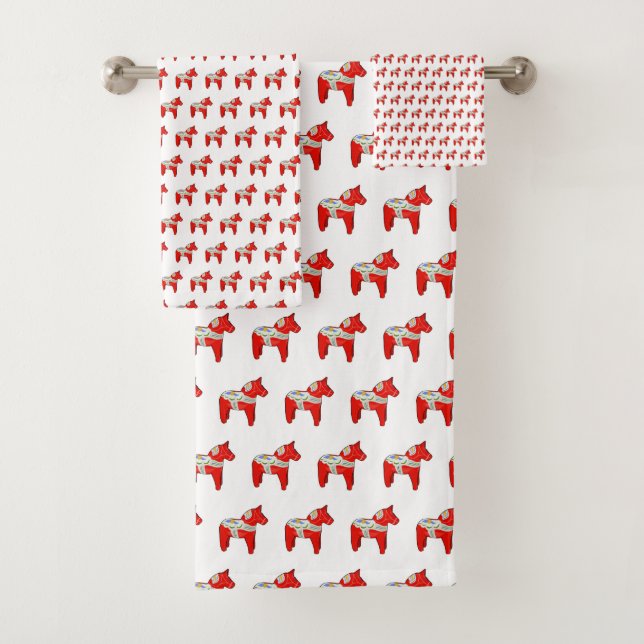 Dalecarlian horse  bath towel set (Insitu)
