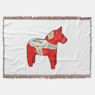 Dalecarlian horse throw blanket