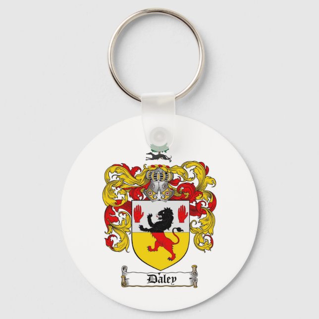 DALEY FAMILY CREST -  DALEY COAT OF ARMS KEYCHAIN (Front)