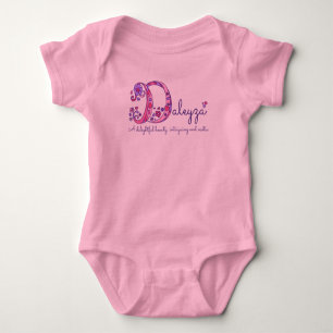 Daleyza girls name meaning monogram baby romper