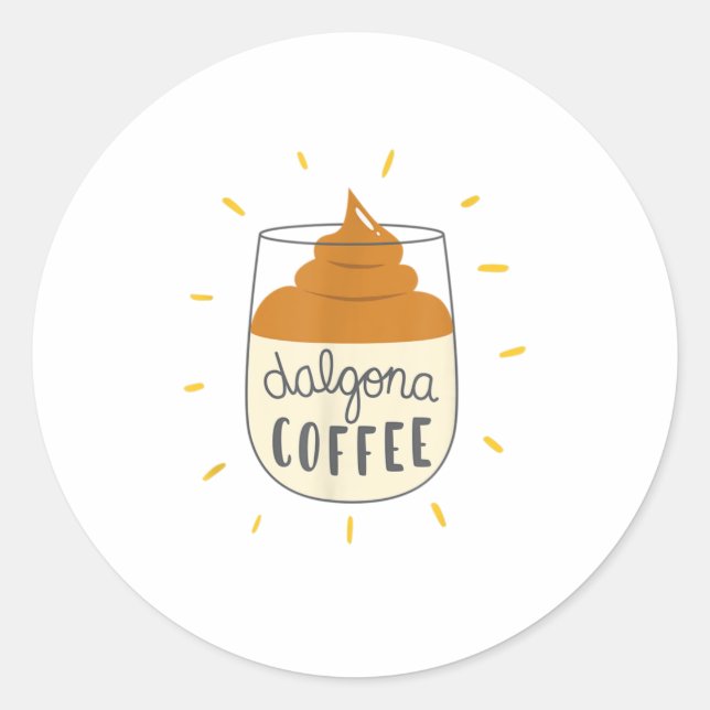 Dalgona Coffee Illustration TShirt Classic Round Sticker (Front)