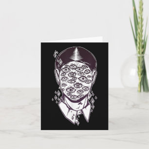 Dali Surreal - Noir Retro Eyes On Face Tattoo Art  Card
