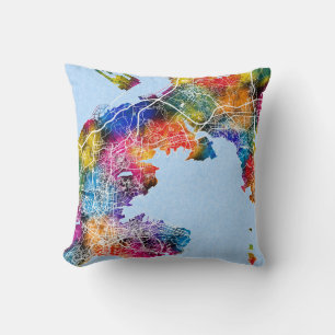 Dalian China City Map Throw Pillow