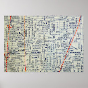 Dallas, affiche vintage de carte de TX