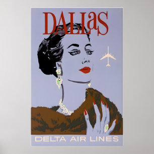 Dallas Art Texas Print Delta Travel Poster