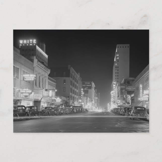 Dallas At Night, 1942 Postcard (Front)
