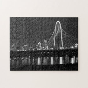 Dallas Bridge View Grayscale Jigsaw Puzzle