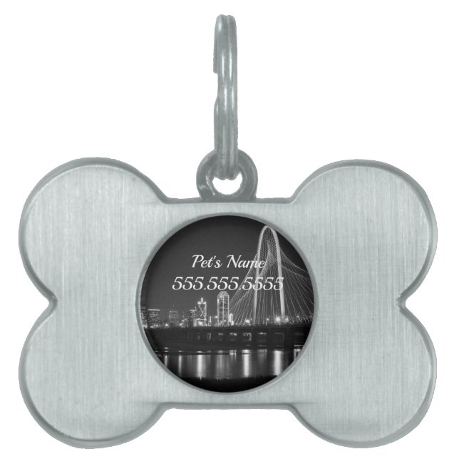 Dallas Bridge View Grayscale Pet ID Tag (Front)