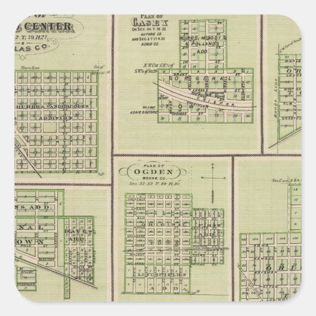 Dallas Centre, Casey, DeSoto, Dexter Square Sticker (Front)