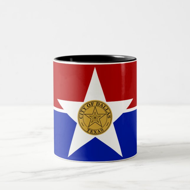 Dallas city flag Two-Tone coffee mug (Center)