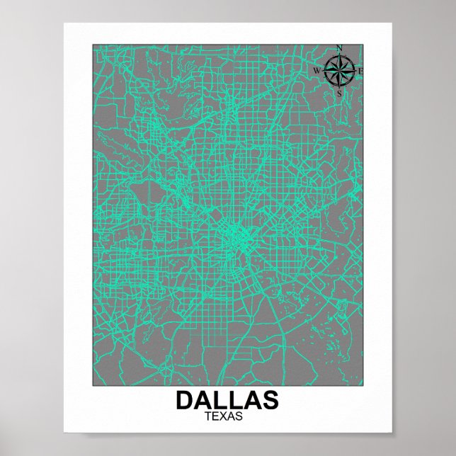 Dallas City Map Poster (Front)