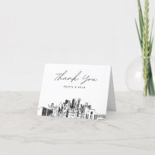 Dallas City Skyline Sketch Blank Thank You Card