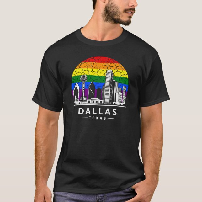 Dallas City Texas Rainbow Flag T-Shirt (Front)