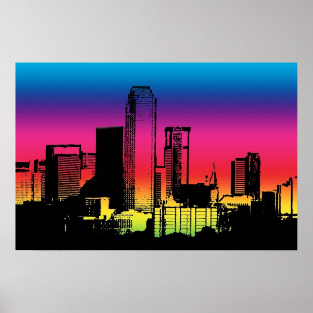 Dallas Color Skyline Poster (Front)