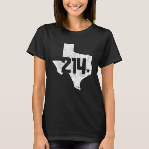 Dallas County 214 Area Code Texas Sate Map Pride 2 T-Shirt
