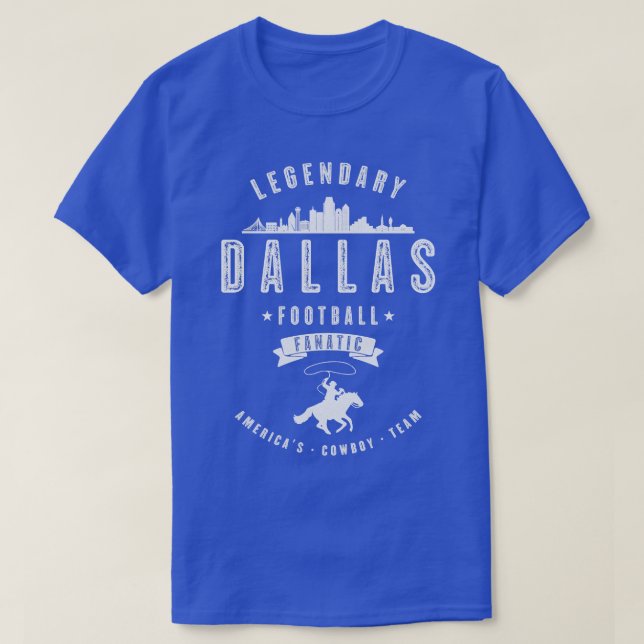 Dallas  Fanatic Vintage White Text T-Shirt (Design Front)
