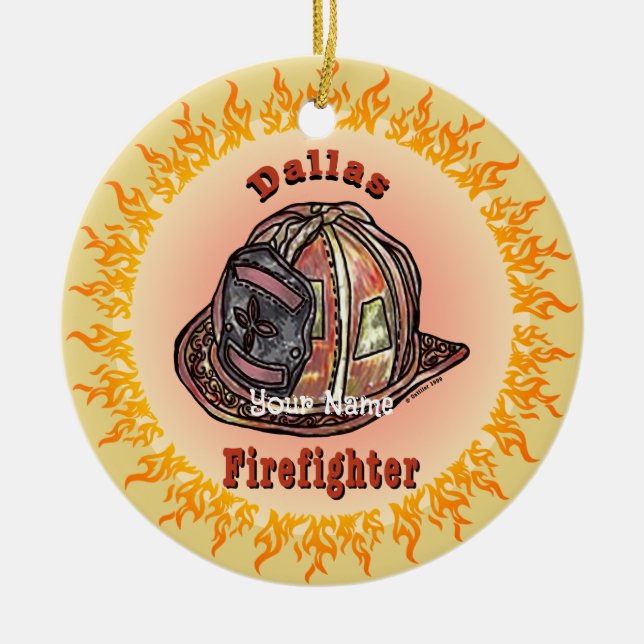 Dallas Firefighter  Ceramic Ornament (Front)