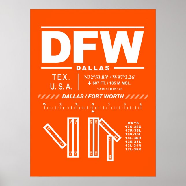 Dallas Fort Worth International Airport DFW Poster (Front)