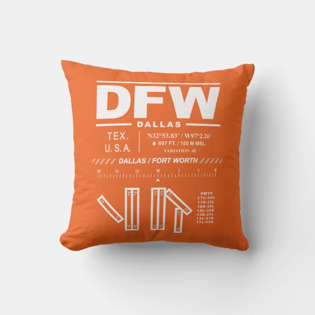 Dallas Fort Worth International Airport DFW Throw Pillow (Front)